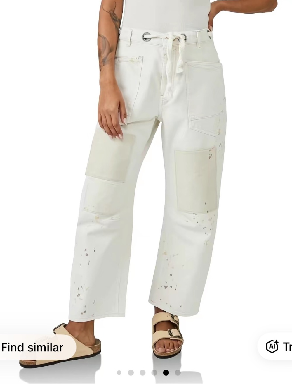 NWT - White Wide-Leg Baggy Barrel Horseshoe Jeans for Women